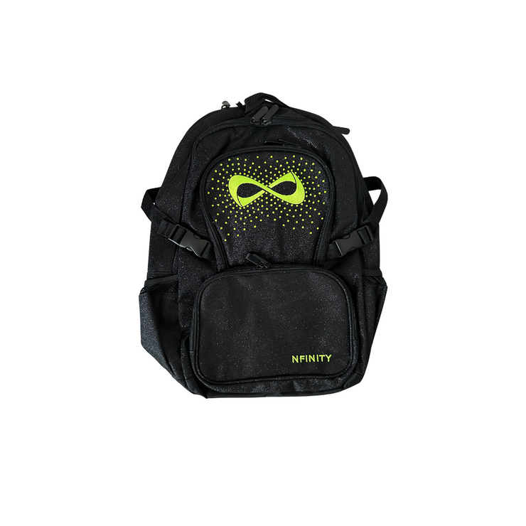 Nfinity Black Sparkle Backpack Lime Logo - Neon Yellow Crystals