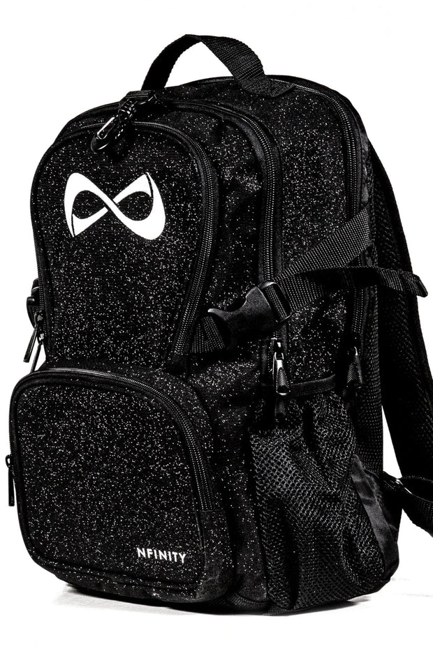 Limited Edition - Nfinity Petite Black Sparkle Backpack - White Logo